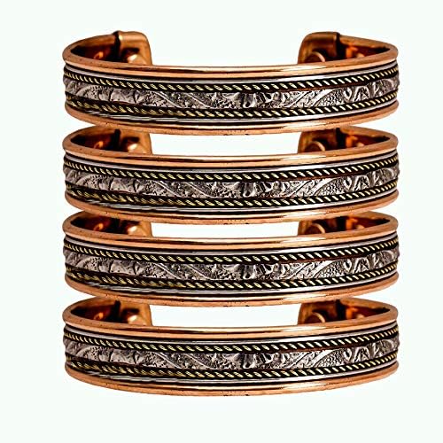YADAV HANDICRAFTS Pure Copper Magnetic Therapy Golf Cuff Wrist Bangle For Unisex Pattern Women's Men's Spiritual Yoga Jewelry Arthritis Pain Healing Magnetic Health