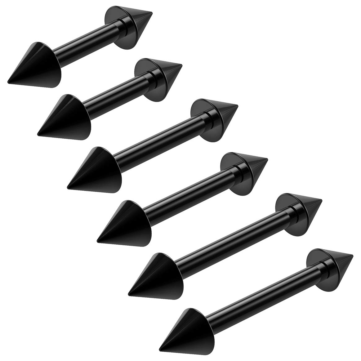 Bling Piercing 3pc 16g 1.2mm Black Barbell Cartilage Bar Earring Spike Tragus Forward Helix Eyebrow 6mm 8mm 10mm