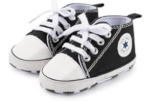 KIDSUN Unisex Baby Boys Girls High Top Sneaker Soft Anti-Slip Sole Newborn Infant First Walkers Canvas Denim Shoes