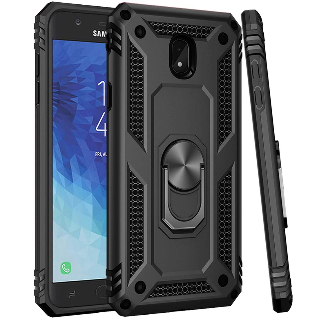 Photo 1 of Zoeirc Case for Galaxy J3 2018/J3 Star/J3 Achieve/for Galaxy Express/Amp Prime 3 Case,J3 Orbit/J3 Aura/Sol 3 Case, Magnetic Car Ring Holder Mount Kickstand Phone Cover for Samsung J3 2018 (Black)