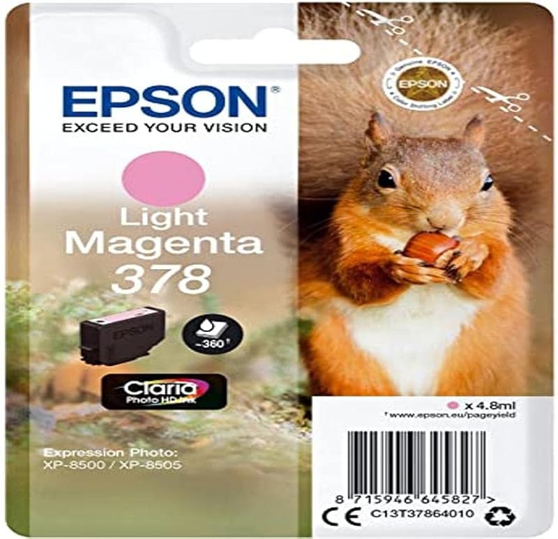 Epson 378 Light Magenta Squirrel Genuine Claria Photo HD Ink Cartridge