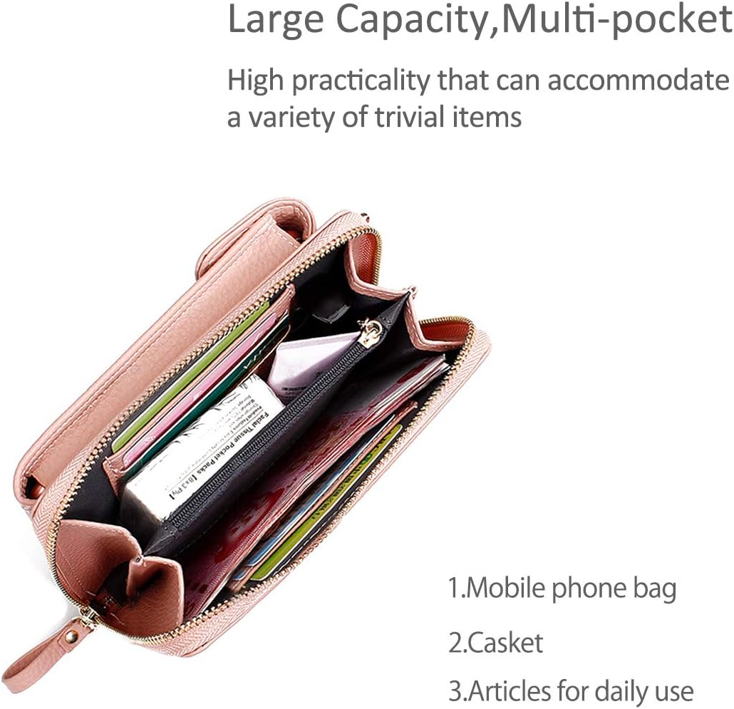 NICOLE & DORIS Wallets for Women,Long Wallet Purse for Women,Ladies Purse with Shoulder Strap,Multiple Card Slots - Image 5