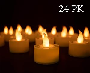 Furora LIGHTING Flameless Led Tealight Candles - Battery Operated Tea Lights with Electric Flickering Flame Best for Romantic Wedding Decorations, Indoor Home and Christmas Decor - Ivory, Pack of 24