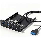 UTECHMIX Upgrade Your Old PC Case - 3.5 Inch Front Panel Hub, USB 3.0 with 2 USB‑A + 1 USB‑C Ports, 3.5" Bay USB‑C Front Panel for Desktop with SD/microSD Card Reader, Easy DIY Installation