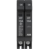 ABB Q-Line&reg; Tandem Circuit Breaker &bull; 15A/1P Configuration &bull; 120/240 VAC | THQLT1515 &bull; 10 KAIC Interrupt Rating &bull; Thermal Magnetic Plug-On Design for Load Centers
