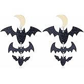 Halloween Earrings Gothic Black Vampire Bats Evil Pumpkin Candy Corn Ghost Spider Layered Acrylic Lightweight Chic Dangle Drop Earrings for Women Goth Halloween Christmas Party Fashion Jewelry Gifts
