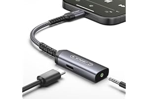 JSAUX USB C to 3.5mm Headphone and Charger Adapter, 2-in-1 AUX Mic Jack with PD 60W Fast Charging,Compatible for Earphones iPhone 16 Pro/16 Pro Max/16/16 Plus/15 Pro Max,Samsung S24/S24+/S23,iPad Pro