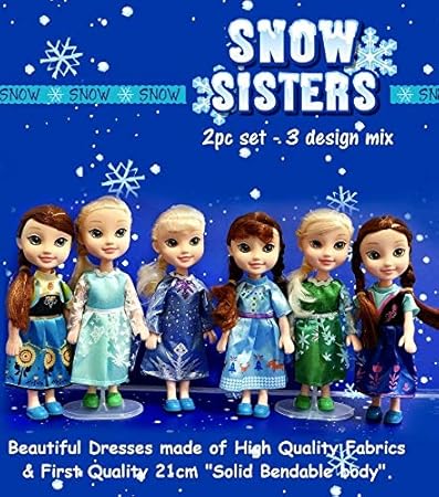 PLUSPOINT Cute Small Size Frozn Dolls Snow Sisters of Rubber Body.(Set of 2) Elsa & Anna