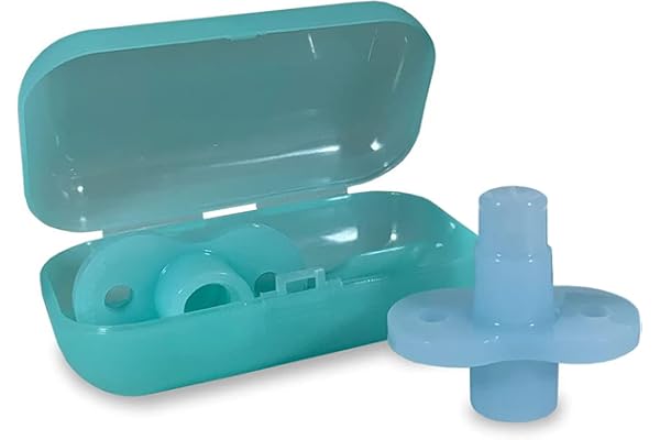 Soft Sip Baby Food Pouch Topper Plus Travel Case - Baby Led Weaning - 100% Silicone, Dishwasher-Friendly and Mess-Free Feeding for Babies 6 Months+, Universal Fit - Aqua Blue, 2 Packs