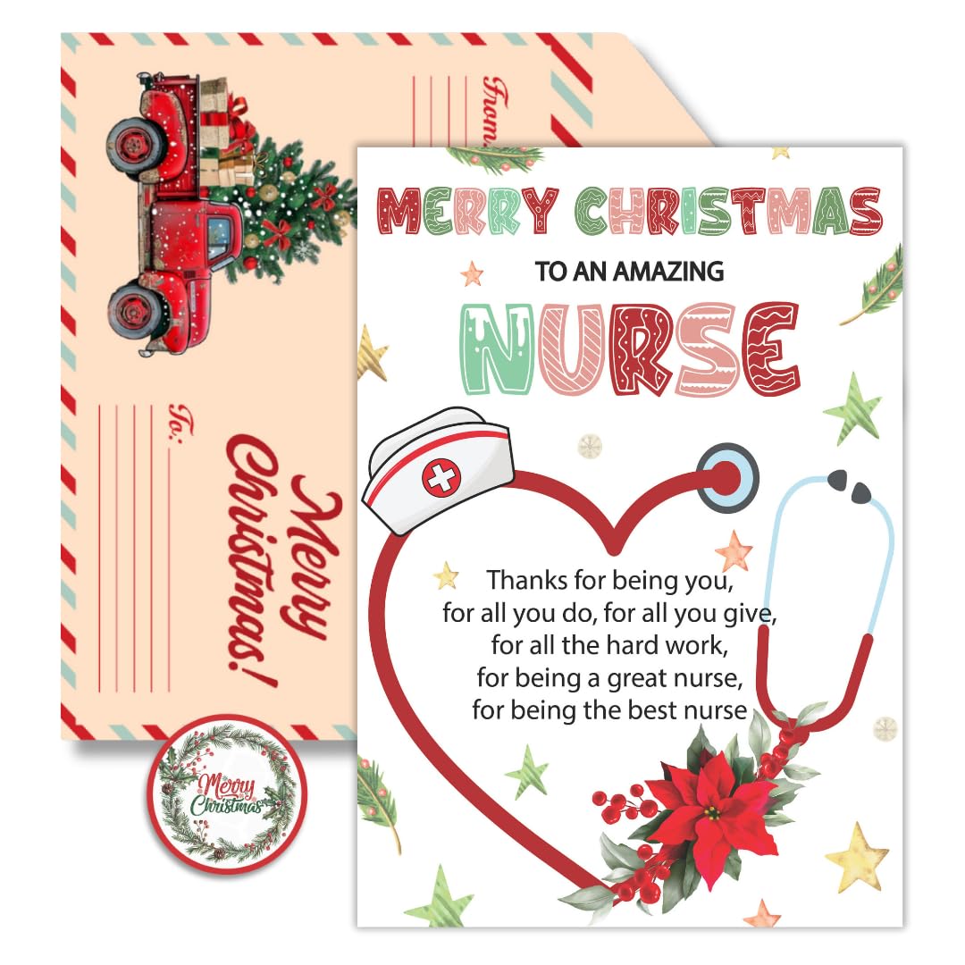 Photo 1 of BlinkWishes Nurse Christmas Card, Christmas Greeting Card with Envelope and Seal for Nurses, Thank You Xmas Cards for Nurses and Healthcare Worker, Xmas Gift Ideas