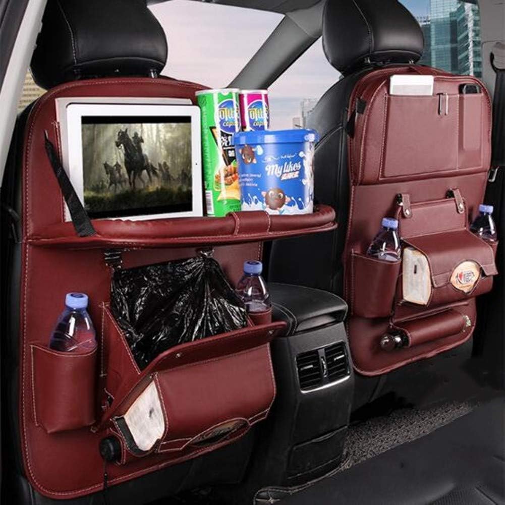 Amazon Jl 車用シートバックポケット 車用収納ポケット 後部座席収納 折り畳みテーブル付き レザー素材パレット防汚 車 の収納ボックスカップホルダー多機能車用シートバックポケット車の収納袋 褐色 ポケット ケース カバー 車 バイク