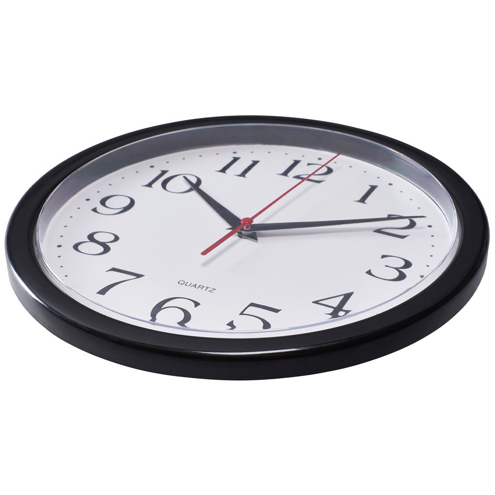 Large Wall Clock Indoor Outdoor Battery Powered Analog Black Bold