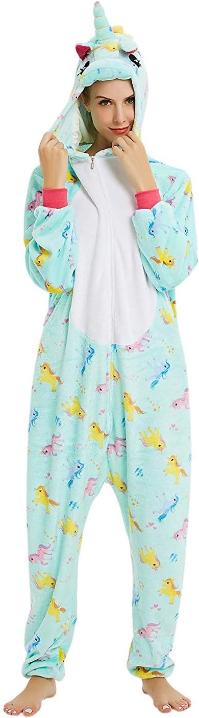 ABYED® Women's Adult Pajamas Ladies Unisex Fleece Animal Onesies Novelty Pyjamas Nightwear Costumes Halloween