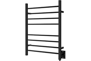 HEATGENE Towel Warmer, Heated Towel Warmer Rack, Wall-Mounted Hardwired/Plug-in Electric Towel Warmers for Bathroom, Hot Towel Rails - Matte Black