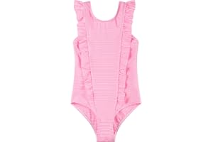 LIZENS Girls Swimsuit Kids Scalloped One Piece Ruffle Swimsuit Girls Swimwear Print