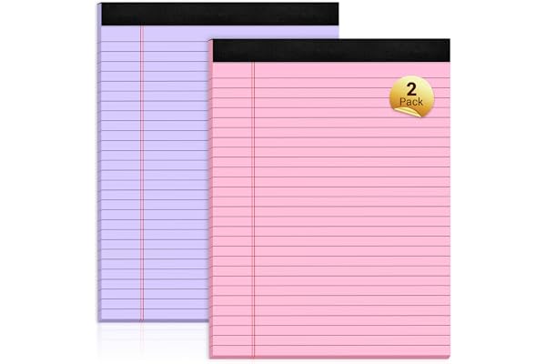Legal Pads 8.5 x 11 Colored Note Pads, 2 Pack Notepads 8.5 x 11 Colored Legal Pad, Perforated Lined Paper Purple Writing Pads