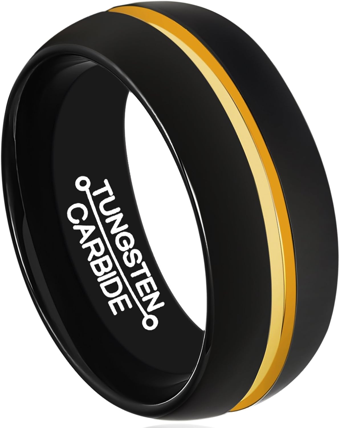 HSG Tungsten Rings for Men 8mm Wedding Band Black Plated Center Groove