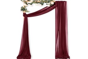 MLMC Burgundy Wedding Arch Draping Fabric 2 Panel 29" x 20 FT Extra Long Gauze Drapes Sheer Backdrop Curtains 6.6 Yards Airy Outdoor Drapery Panels for Wedding Bridal Shower Ceiling Decoration