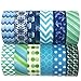 AllyDrew Blue & Greens Washi Tapes Decorative Masking Tapes (ADSET14), Set of 12