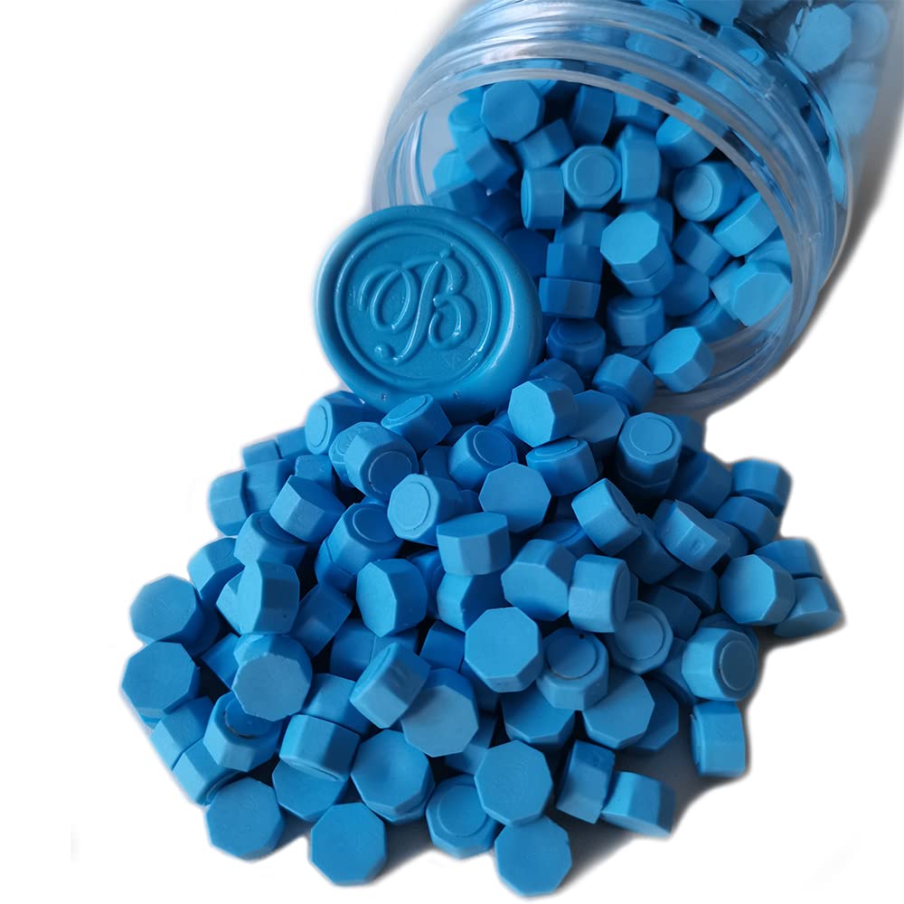 400 Pieces Sealing Wax Beads for Wax Seal Stamp, PORXFLY Waxss Seal Beads Great for Wedding Invitations, Wine Packages,Cards Envelopes, Gift Wrapping (Blue) — image 1