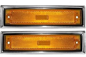 Parts N Go 1978-1987 CK Pickup Suburban Fender Marker Light with Chrome Trim Front Driver & Passenger Side Left Right Hand - 915557 GM2550115, 915558 GM2551107