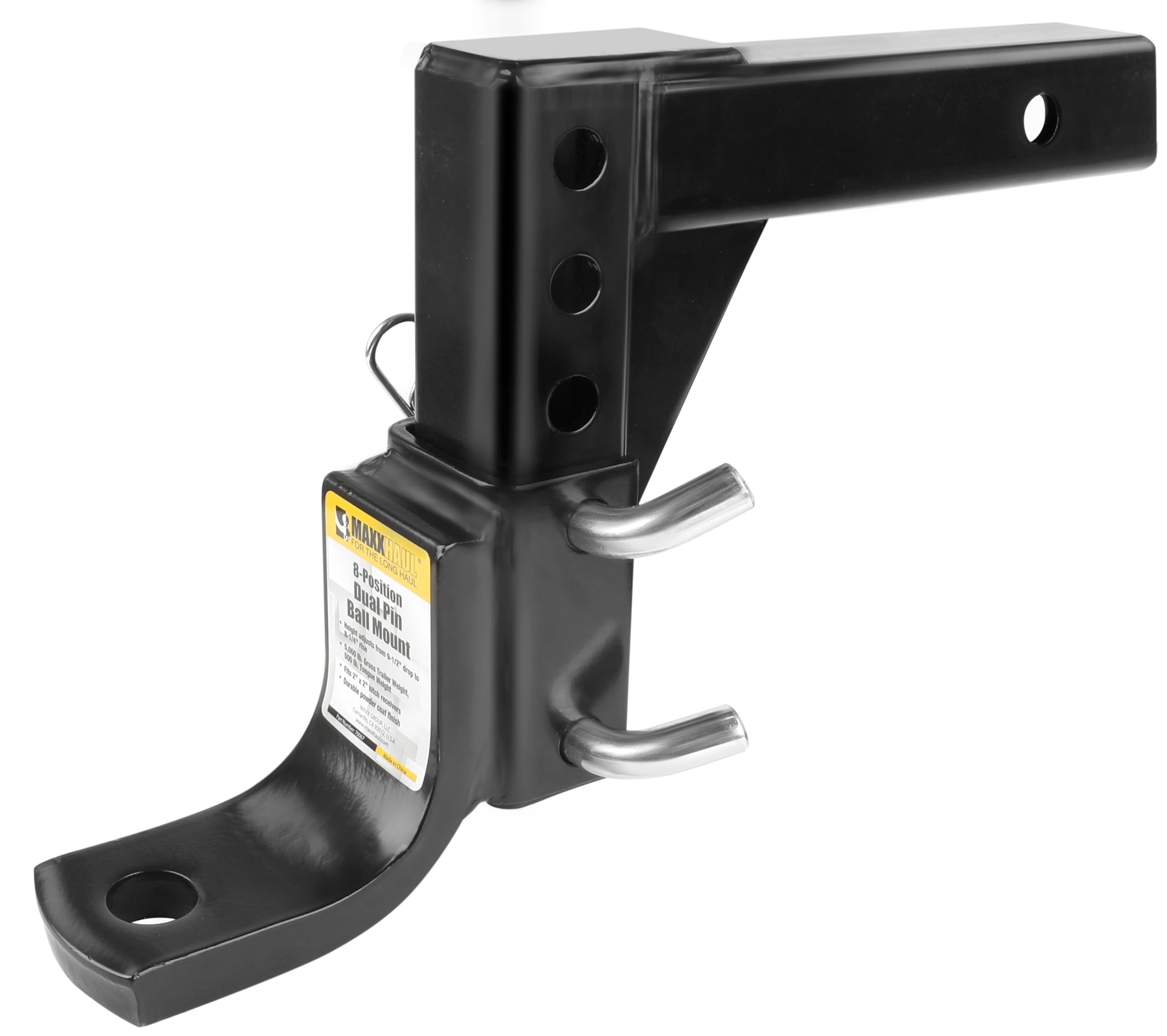 Photo 1 of MaxxHaul 70067 Trailer Hitch - 8-Position Adjustable Ball Mount Tow Hitch - 5000 lbs. GTW Capacity , Black
