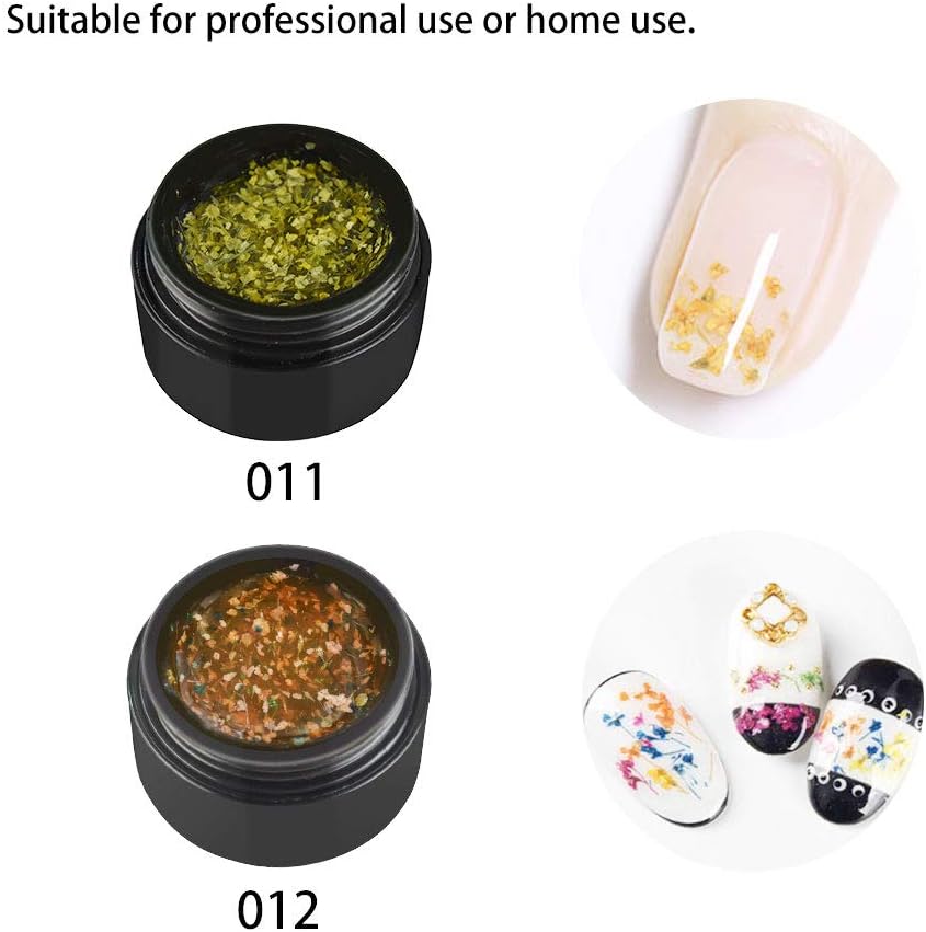 Ownest 6 Colors Dried Flower Gel Nail Gel Set, Flower Nail Phototherapy Gel Natural Dried Flowers Soak Off UV Nail Gel Nail Art Decoration Nail Varnish-#B : Beauty