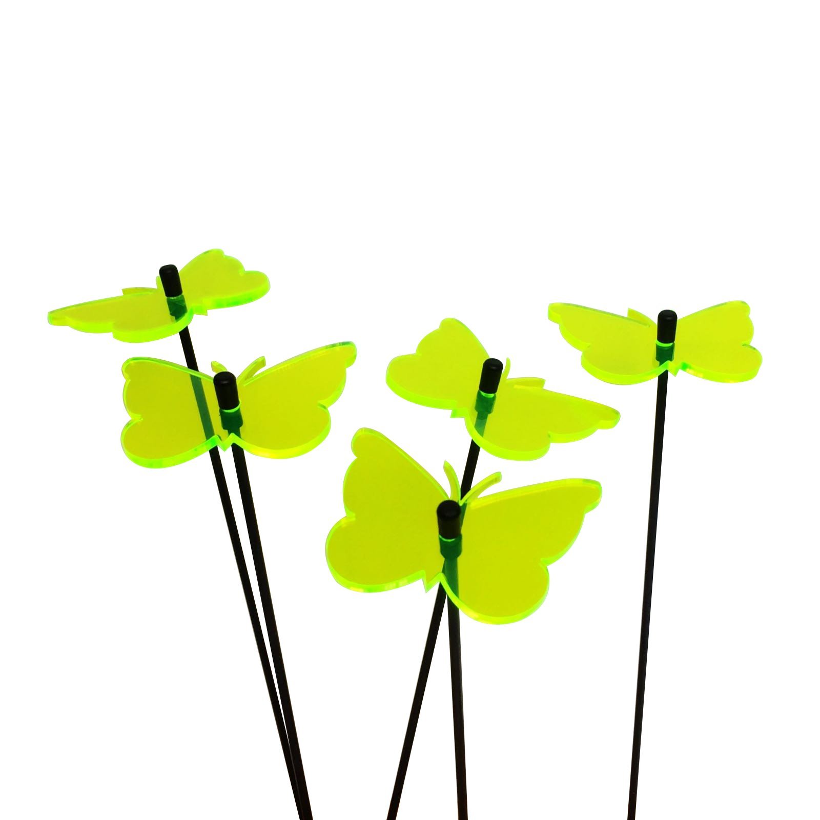 SunCatcher Garden Decor Butterfly Ornaments, Set of 5 Glowing Decorative Garden Stakes, 25cm/10'' high Outdoor Yard Accessory, Great Gardeners Gift, Colour:Green