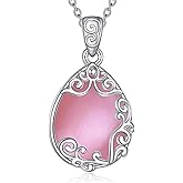 YAFEINI 925 Sterling Silver Moonstone Necklace Filigree Teardrop Pendant Necklace Jewelry for Women