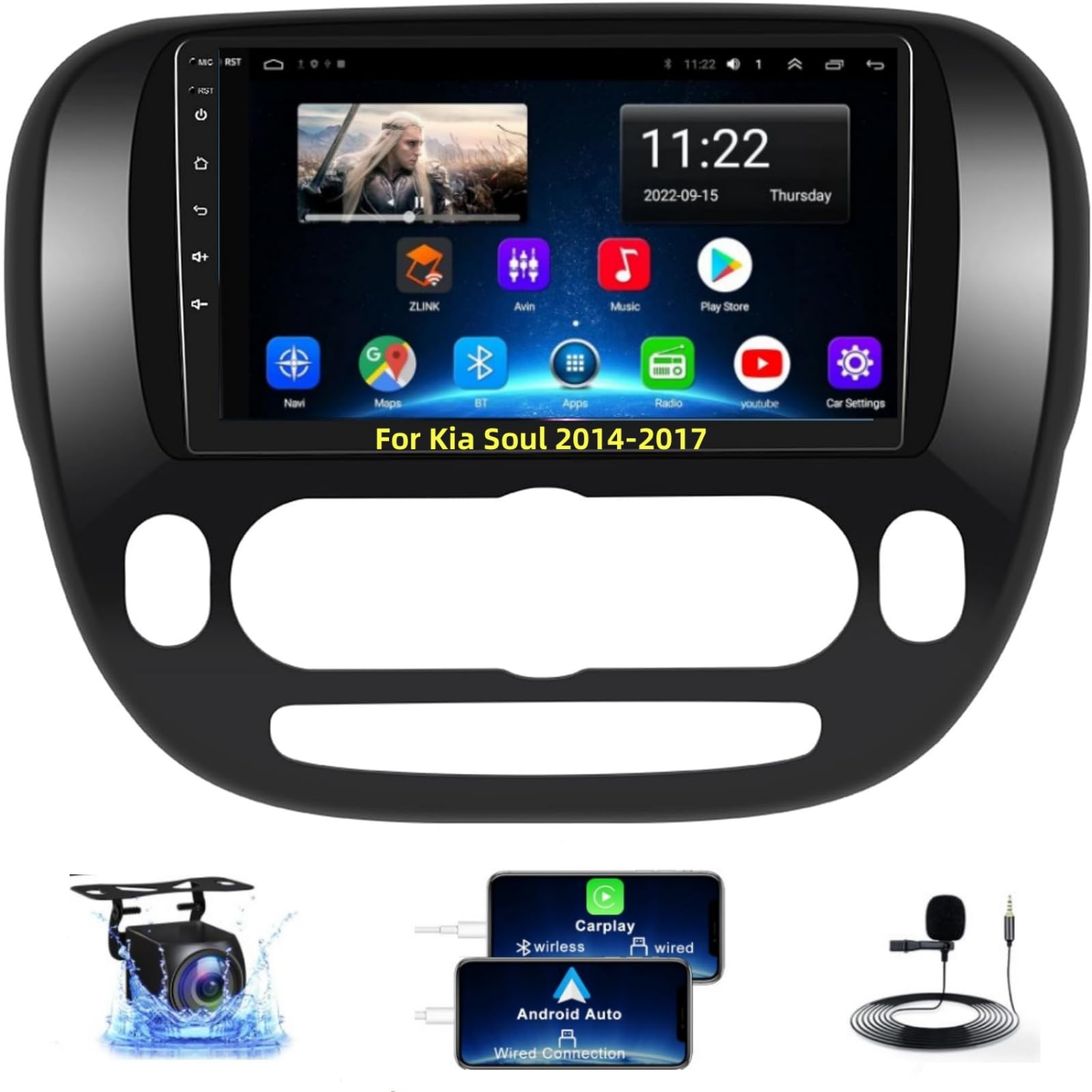 Photo 1 of ?4+64? Android Car Radio for Kia Soul 2014 2015 2016 2017, 9'' IPS Touchscreen Stereo with Wireless Carplay&Android Auto, GPS/WiFi/Bluetooth 5.2/ SWC/AHD Backup Camera/HiFi/FM/MIC/RCA/Split Screen