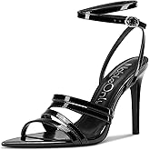 NobleOnly Strappy Heels for Women Pointed Open Toe Heeled Sandals with Ankle Wrap Dressy Stiletto High Heels for Party Wedding Prom 3.9 Inches Shoes