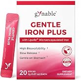 Gentle Iron Supplement Women Slow Release 27mg Melt-in-Mouth Iron Powder | with Vitamin C, B12 &amp; Folic Acid, Easy on Stomach, Non-Constipating, Vegan Lipofer&reg; Iron Plus, 20 Sticks