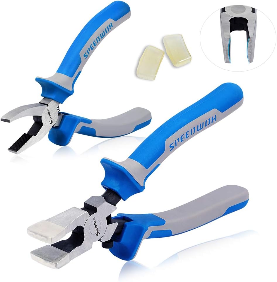 SPEEDWOX Glass Running Pliers and Breaker Grozer Pliers Set 2 Pcs with 2 Pair of Rubber Tips