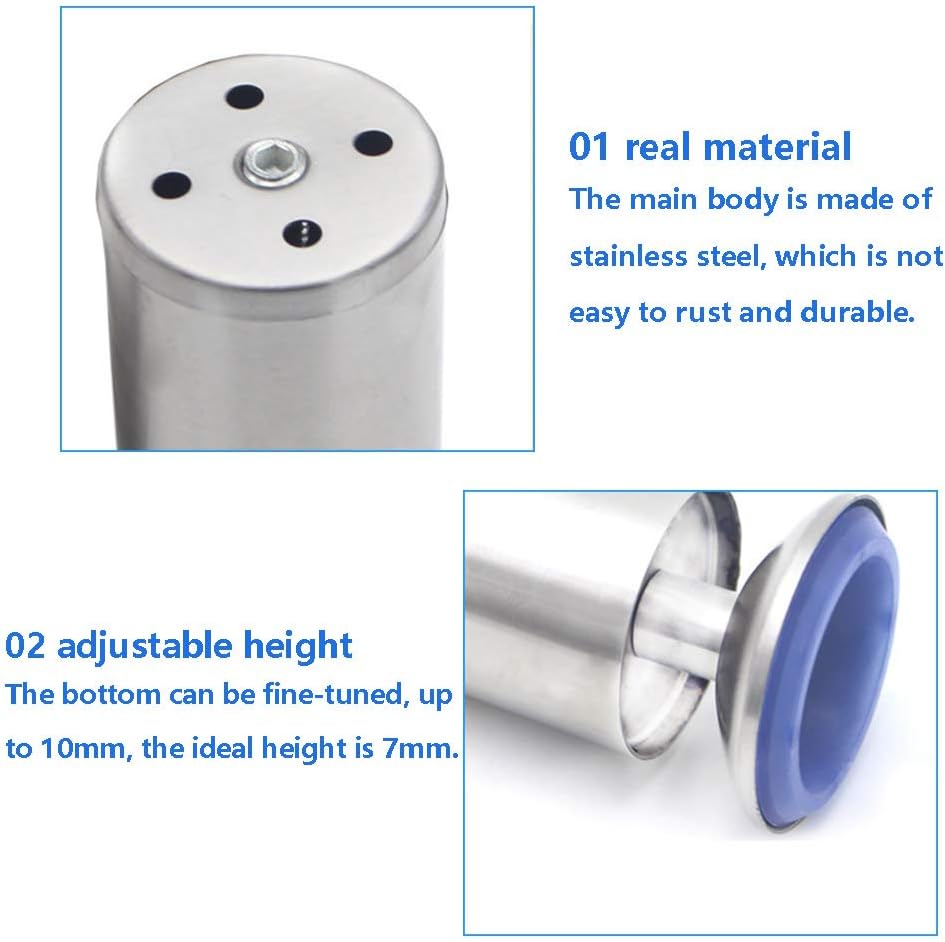 4er Set Möbelfüße Verstellbar Schrankfüße Rostfreier Stahl Gebürstet