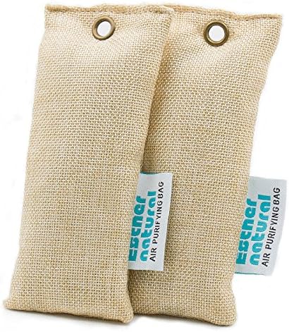 Esther Natural Mini Air Purifying Bags; Deodorizer and Odor Eliminator for Shoes, Gym Bag , Luggage and etc.; 100% Bamboo Charcoal, Chemical Free and Non-toxic; Lasts up to 2 years! (Natural)