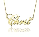 AOLO Chris Heart Name Necklace 18k Gold Plated