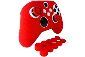 HLRAO Red Anti Slip Protective Silicone Cover Skin Grips Compatible with Xbox Series X/S Controller, 8 PCS Red Thumb Grips Caps and 2 Grips Caps.