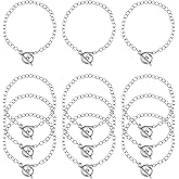 Tupalizy 12PCS Chain Bracelet Kit Alloy Chain Link with OT Toggle Clasp for Women Charm Bracelets Making Jewelry Findings Crafts Projects DIY Gifts Party Favors Small Business Supplies, Silver