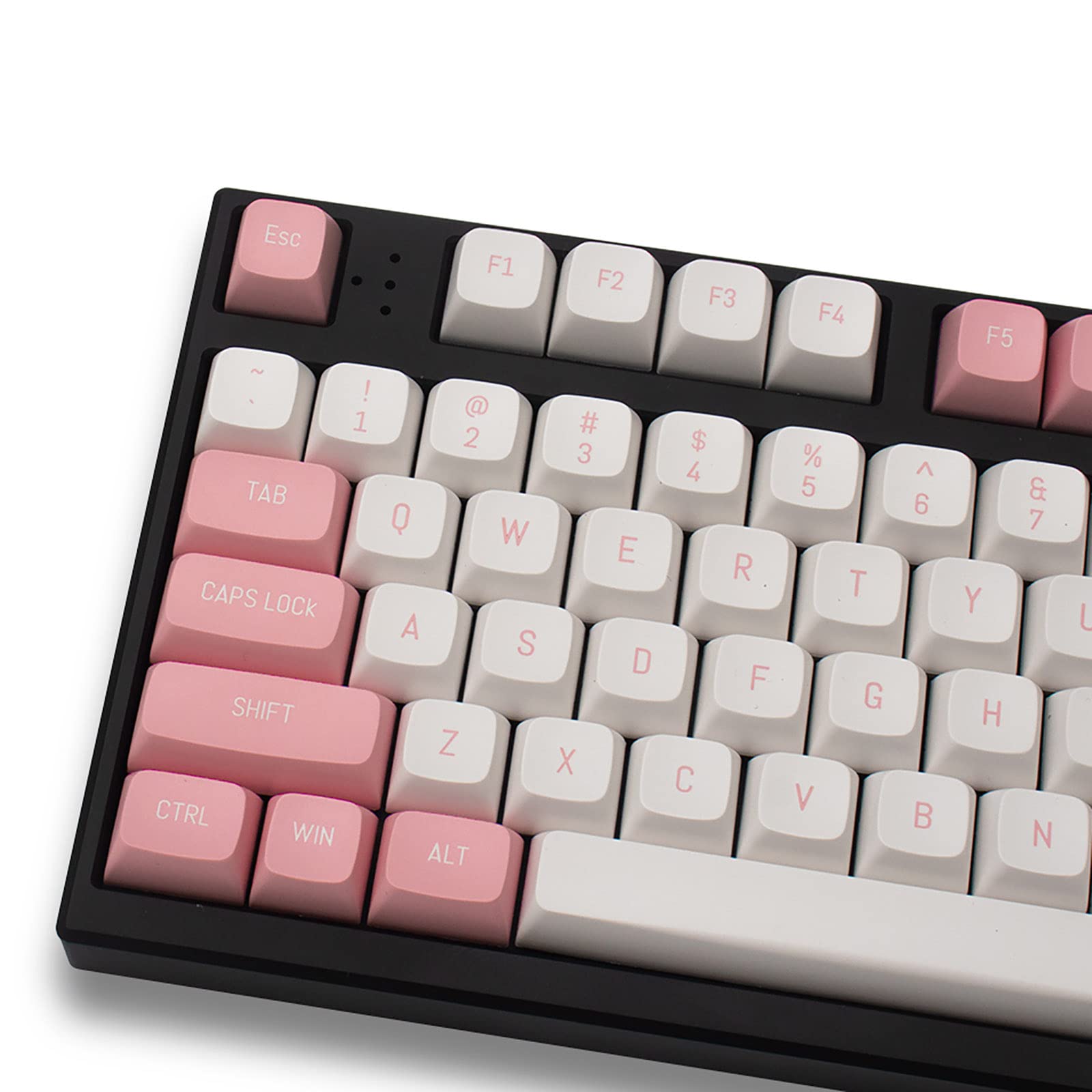 Double Shot Keycaps 150 Keys MSA Profile ISO/ANSI Layout Pink and White Keycap Set for Cherry MX Switches Mechanical Gaming Keyboard