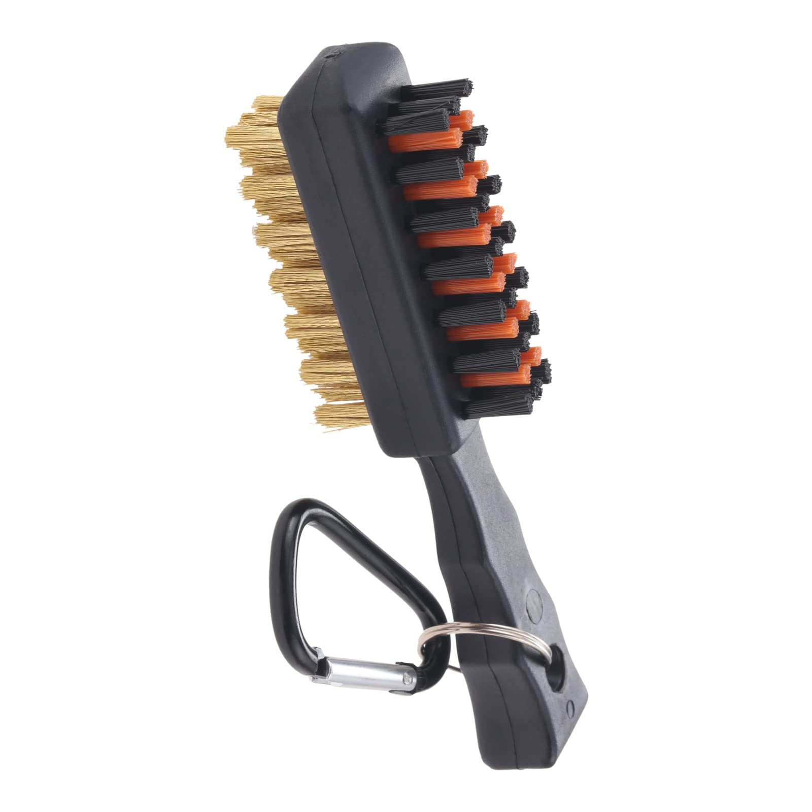 Gohantee Golf Club Brush Groove Cleaner Tools Dual Sided, 2 in 1 Golf Groove Cleaner Metal Nylon Durable Golf Cleaning Tool for Irons Balls Shoes Spike, Easy Attach to Golf Bag (1 Pack)