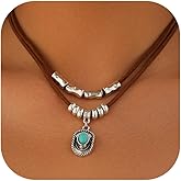 Your Always Charm Western Turquoise Boho Necklace for Women - Handmade Natural Stone Pendant with Adjustable Chain, Southwest Style Jewelry Gift for Everyday Wear