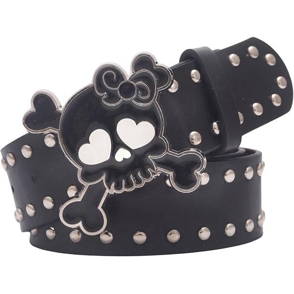 ZHIZHOUNEY Skull Buckle PU Belt For Women 2000s Subcultures Rivets
