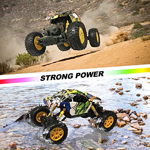 MaxTronic RC Car 4WD Off Road Rock Crawler 2.4GHz 1/18 Radio Remote Control Vehicle Dual Motors Graffiti High Speed Racing Monster Truck - Thumbnail 3