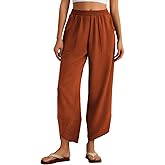 Feiersi Womens Baggy Wide Leg Pants Elastic Waisted Casual Palazzo Harem Pants Summer Beach Trousers