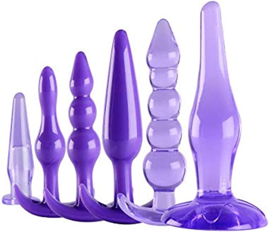 Kuburry 6 Pcs/Set Purple Soft Silicone Anales Bu~tt P~lu~g Stímúlátór Training Toys with T-bar Base