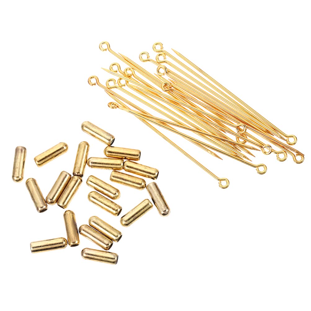 EXCEART 20Pcs Copper Metal Stick Pin Brooch Safety Pin Long Needle Eye With Stopper Ends DIY Jewelry Accessories for Suit Tie Hat Scarf Badge