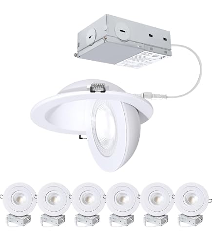 TORCHSTAR 3 Inch Gimbal LED Recessed Light – 5CCT, CRI90, Dimmable, Rotatable Eyeball Downlight, IC Rated, Pack Of 6