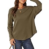 Dokotoo Women's Oversized 2026 Spring Waffle Knit Tops Crew Neck Long Sleeve Casual Pullover T Shirts