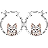 HOOHWE Pig/Axolotl/Ladybug/Panda/Yorkie/Duck Hoop Earrings for Women 925 Sterling Silver Cute Animal Huggie Hoop Earrings Jewelry Gifts for Sensitive Ears