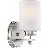 Kira Home Phoebe 8" Modern Wall Sconce/Vanity Light + Frosted Seeded Glass Shade, Brushed Nickel Finish